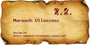Maresch Ulisszesz névjegykártya
